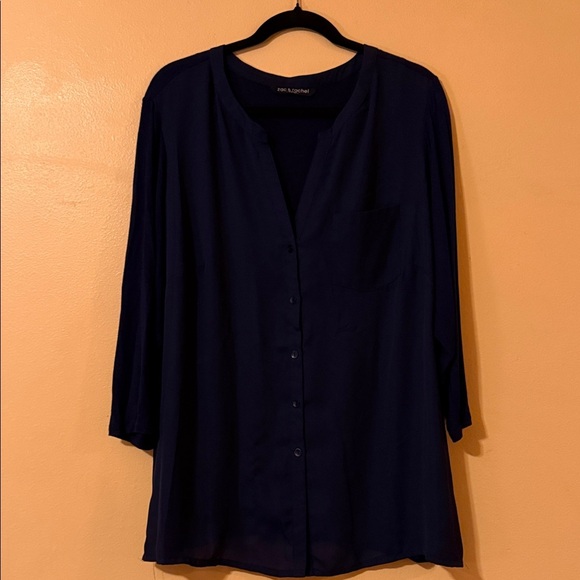 Zac & Rachel Navy Button Down Shirt - Picture 1 of 7